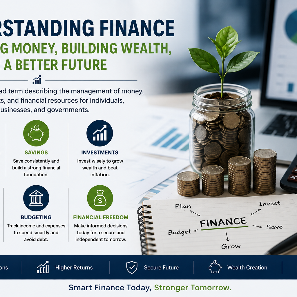 Finance is a broad term describing money management, financial planning, investments, and wealth creation